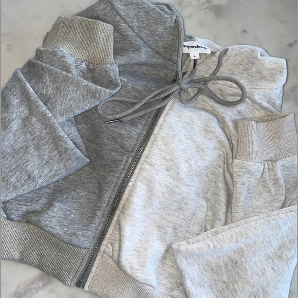 Revolve Renna Cropped Hoodie superdown Grey/ White Mult M Brand New Worn Once - Picture 6 of 6